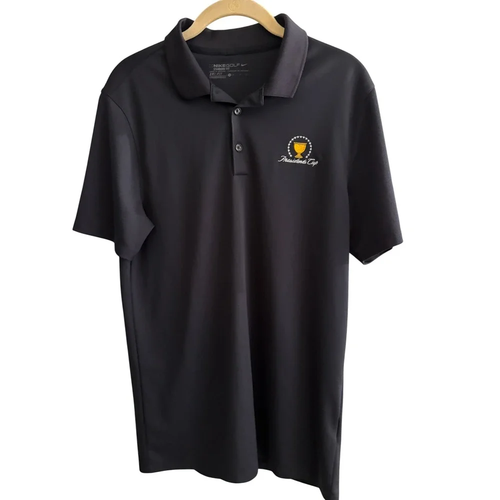 Nike Golf Mens Presidents Cup Dri-FIT Polo Shirt Black Small Standard Fit